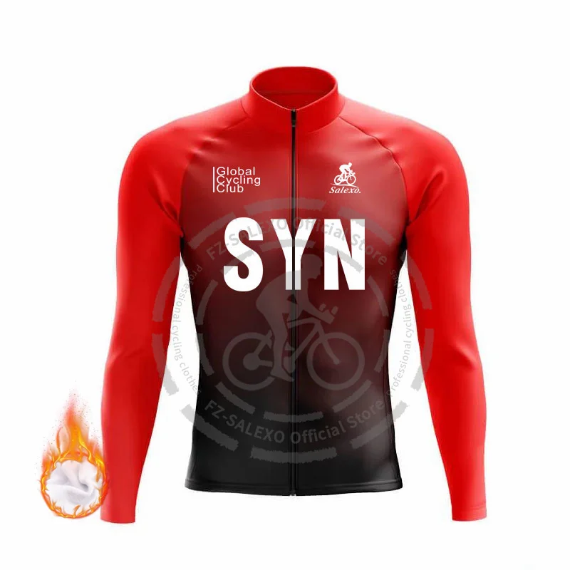 thumbnail image 1 of SYN - Maillot de ciclismo de invierno para hombre, ropa térmica de polar de manga larga para ciclismo de montaña, uniforme para bicicleta, ropa de ciclismo, chaqueta para bicicleta, 1 of 5