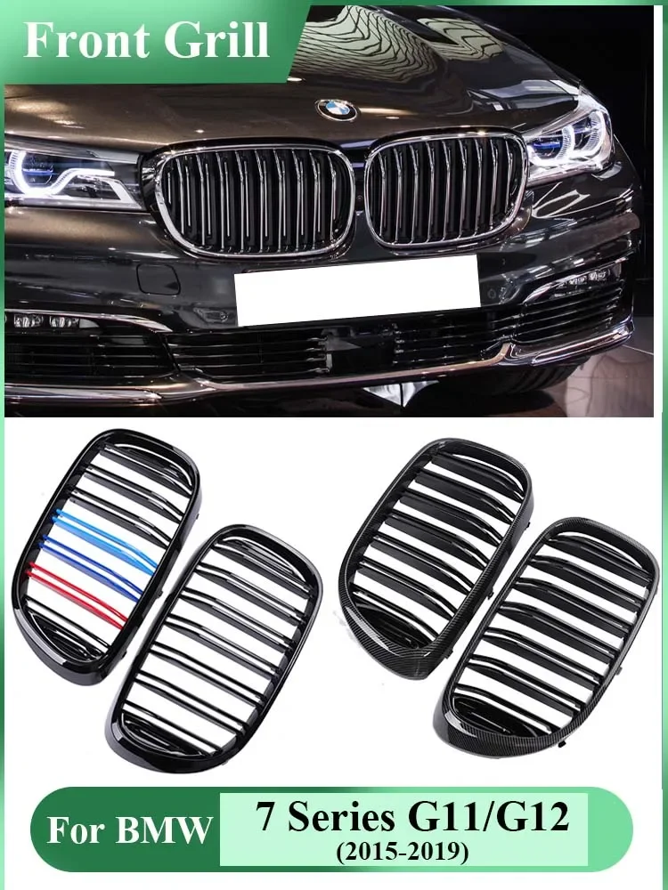 

3-colour Racing Grills Intake Lower Front Bumper Carbon Fiber Kidney Refting Grill Relacement for BMW 7 Series G11 G12 2015-2019