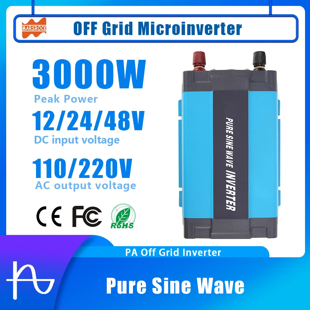 Inverter A Onda Sinusoidale Pura 3000W 1500W 12/24/48V A Ac 110V 220V Potenza Di Picco 3000W Scaricatore Usb Convertitore Di Energia Solare Inverter P