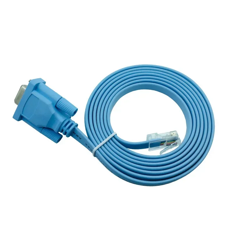 DB9P 콘솔 케이블 RJ45 커넥터 이더넷-RS232 DB9 포트 직렬 라우터 Cisco 스위치 라우터 용 네트워킹 케이블 파란색 1.8m