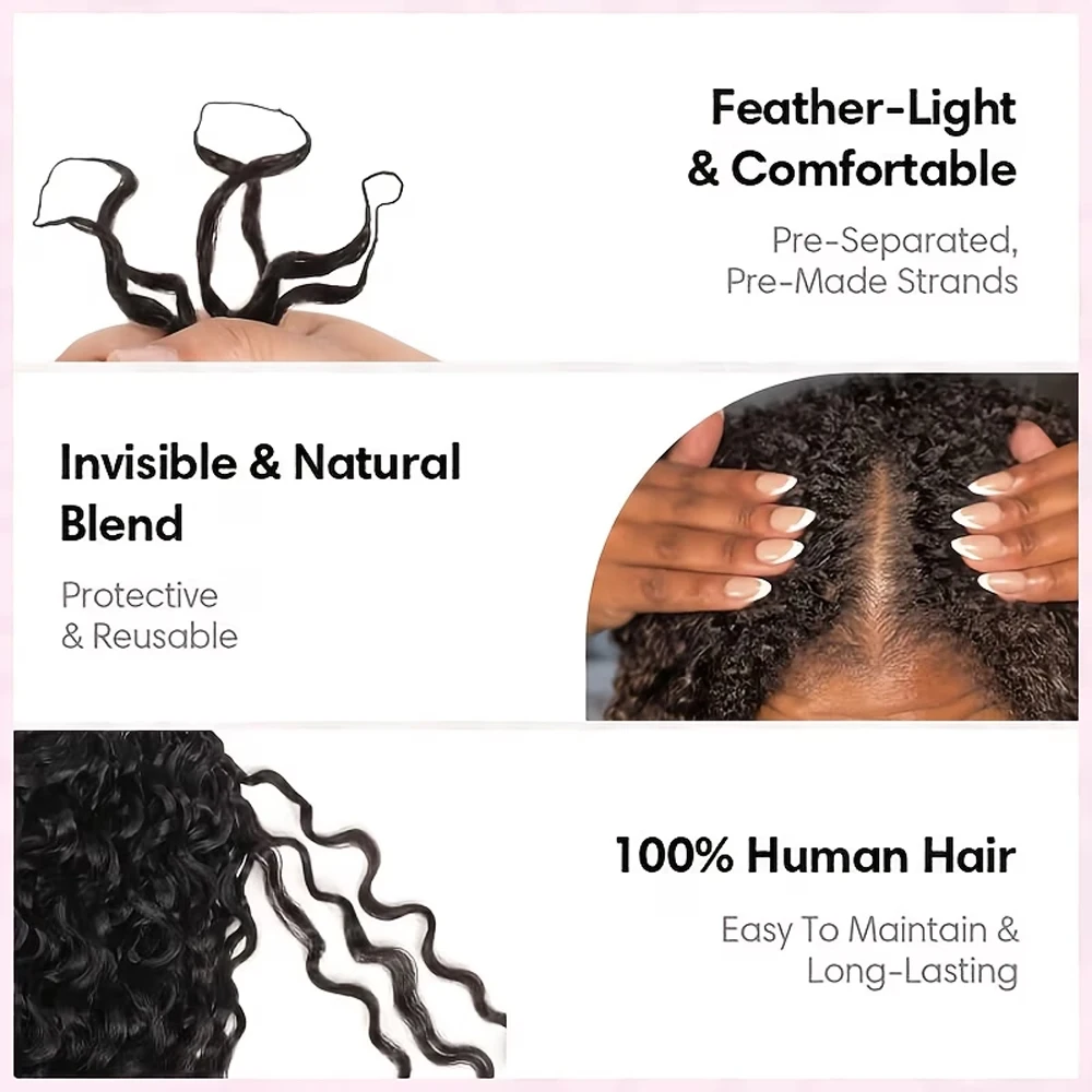 Capelli Umani all'Uncinetto Pre-Annodati Effetto Piuma, Onde Acqua, Trecce Boho, Nodi Miracolosi all'Uncinetto - immagine 4
