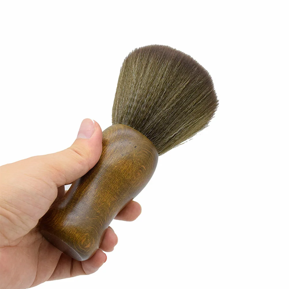 Round Wooden Handle Hair Salon Brush Neck Duster Broken Hair Removal Tool Cleaning Brush For Care Styling Wrap Wool
