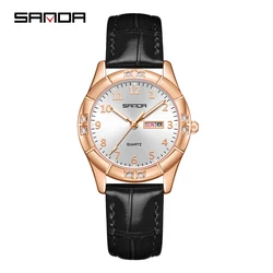 Elegant Korean Vintage Leather Quartz Watch for Women - Waterproof with Luminous Diamond Accent (Black)