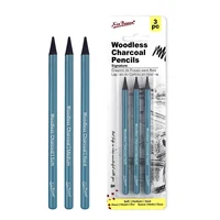 3Pcs Artists Woodless Charcoal Pencil Set,Soft Medium Hard Non-wood Graphite Charcoal Pencil for Drawing Sketching Art Supplies 2