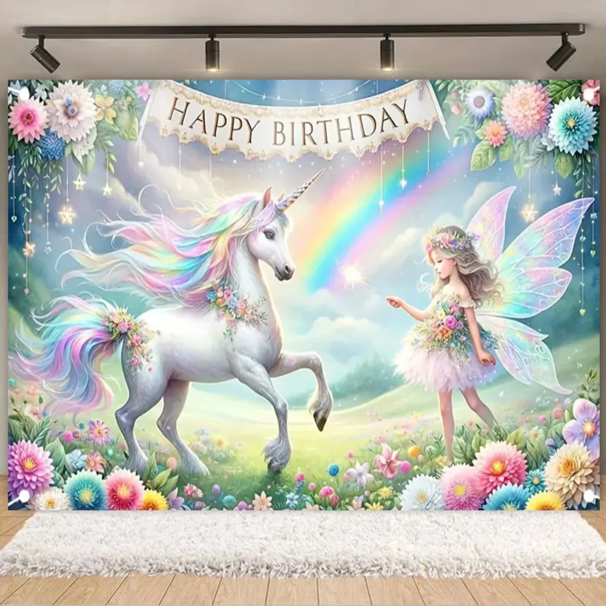 Traum Einhorn Fee Thema Geburtstag Party Farbe Cartoon Ballon Hintergrund Baby Dusche Dekoration Fotografie Liefert Baby Geschenke – Detail 7