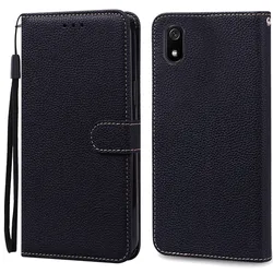 Matte TPU Leather Wallet Flip Phone Case - Soft and Durable Protective Cover for Redmi 7A (Black)