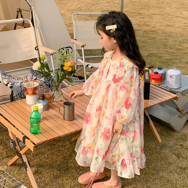 

Детские платья для девочек 2024, одежда, однотонное универсальное кружевное платье для девочек с коротким рукавом, цельнокроеное летнее платье для маленьких принцесс