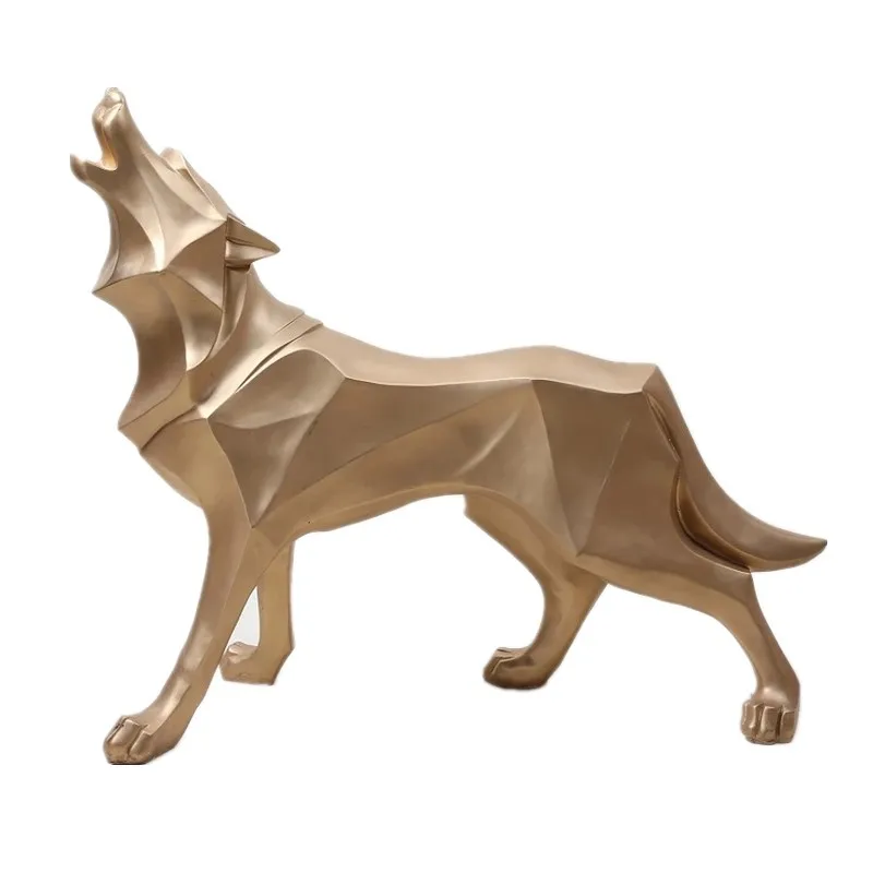 

Home Figurines For Interior Wolf Resin Statue Accessories Room Decor Sculpture Geometry Wolf Modern Decorative Ornaments Nordic