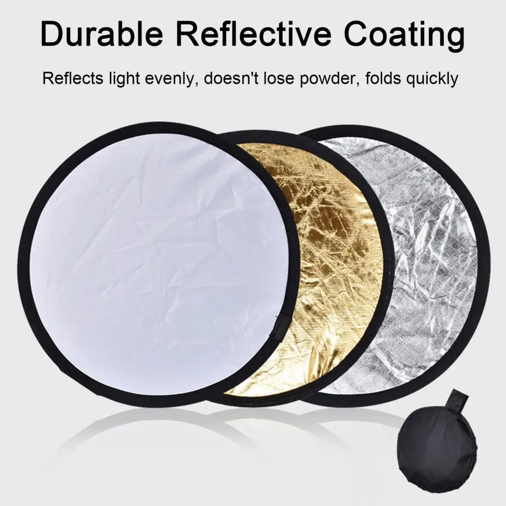 Photography Reflector Reflective Coat Compact Foldable Round Reflector Durable Two-in-one Photography Light Board for Easy Carrying Live
