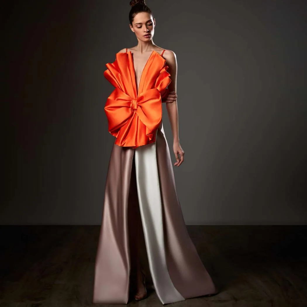 

Женское атласное платье на бретелях-спагетти, с разрезом и оборками, вечернее платье с открытой спиной, женское элегантное платье с бантом на заказ, 2022