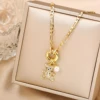 Haute qualité brillant cristal zircone Animal mignon ours pendentif collier ras du cou pour femme fille vacances serrure os chaîne bijoux cadeau