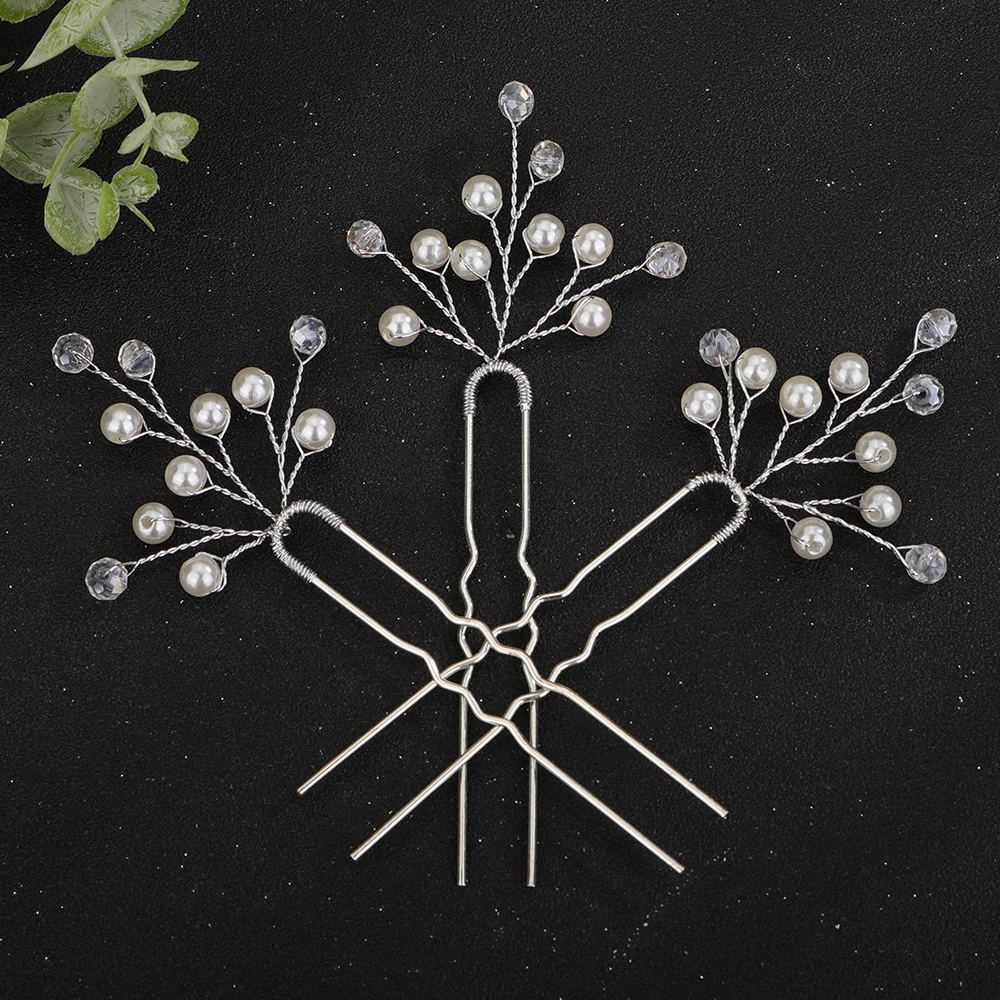 3PCS Silver Color Pearl Headpiece for Women Party Bridal Hair Pin Trendy Crystal Wedding Head Jewelry Accessories Gold Headdress 2 3PCS Silver Color Pearl Headpiece for Women Party Bridal Hair Pin Trendy Crystal Wedding Head Jewelry Accessories Gold Headdress - Image 2