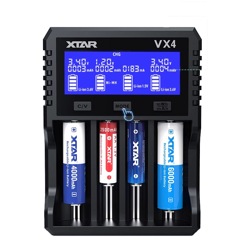 XTAR Visible Mixer VX4 Charger 18650 Battery Charger 1.2V AAA AA Batteries LCD Display Charging Rechargeable LiIon Batteries