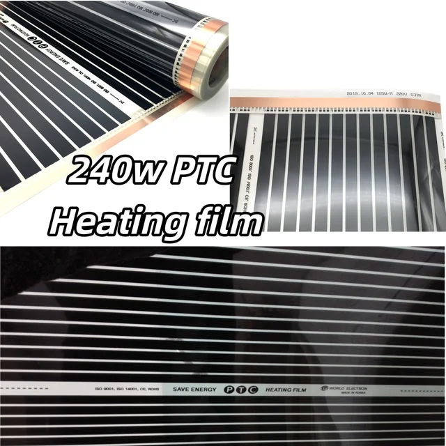 0.125 ㎡ ~4 ㎡   ฟิล์มทำความร้อน PTC 240 วัตต์/ตร.ม. ระบบทำความร้อนพื้นแบบประหยัดพลังงานสำหรับบ้านสัตว์เลี้ยง DIY พร้อมคลิปและกาว 1