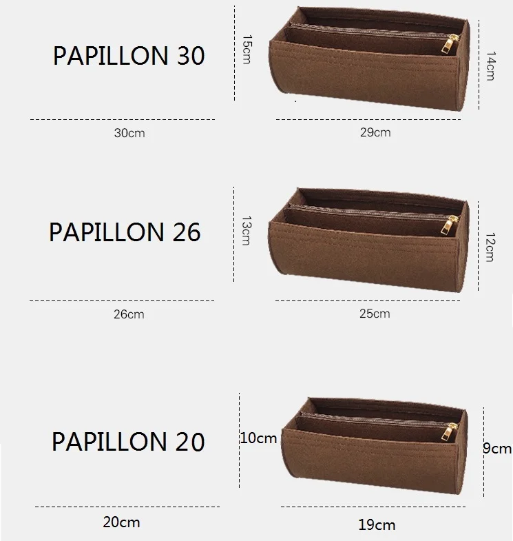 Fits For Papillon BB 26 30 Barrel Felt Cloth Insert Bag Organizer Women Makeup Bag Travel Portable Organizer Base Shaper felt bag organizer