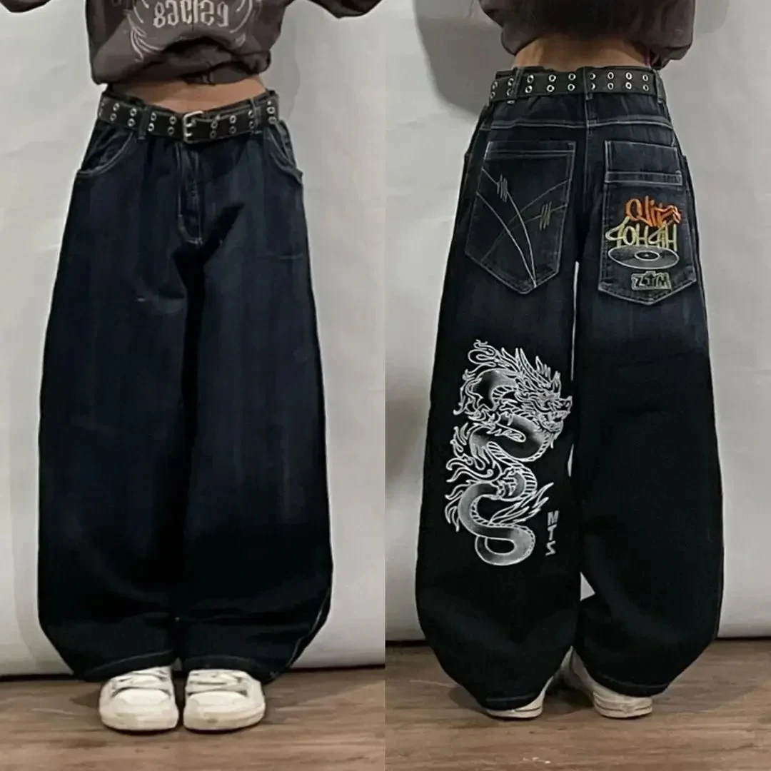 American Fashion Joker Washed Vintage Loose Jeans Women Street Y2K New Hip Hop Old Oversized Wide-leg Pants Unisex Mopping Jeans 3
