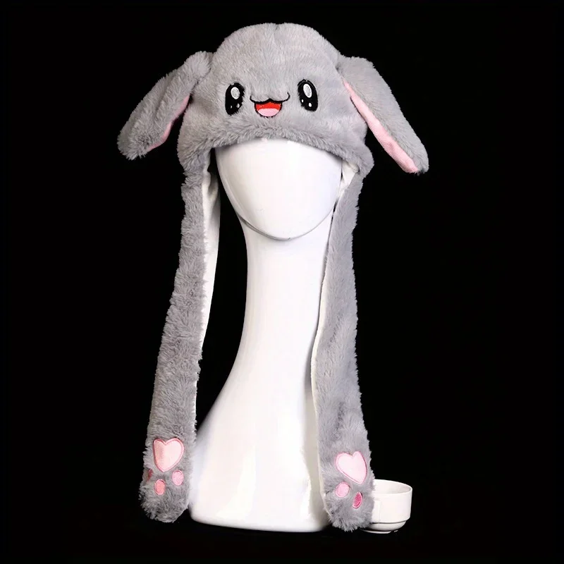 Women's Cute Beanies Hat Animal Rabbit Ears Glowing Moving Short Plush Warm Skullies Cap Autumn Winter Outdoor Travel Casual Hat 5