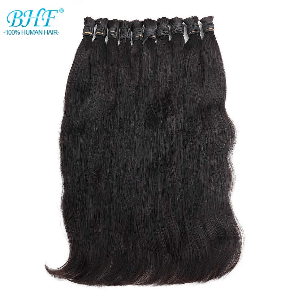 BHF Human Braiding Hair 100% Natural Human Hair Bulk No Weft Unprocessed Remy Indian Bulk For Braiding Wet And Wavy