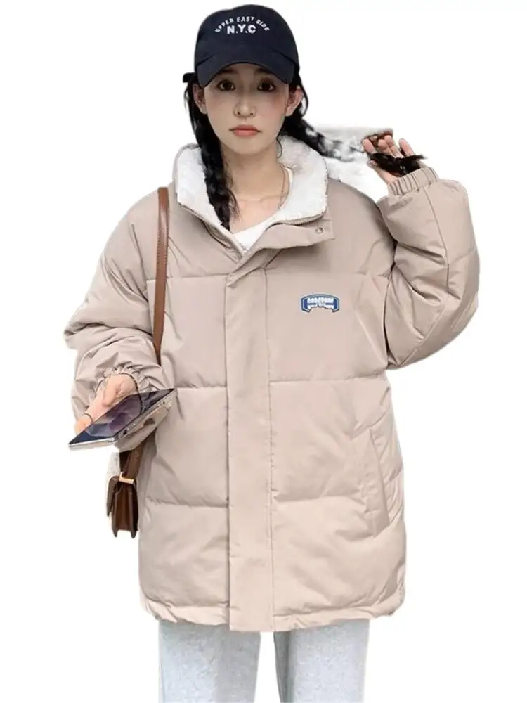 

Japanese loose High Quality BF Style Double-sided Dressing Jacket for Women 2024 Autumn Winter Women Warm Thickened Cotton Coat