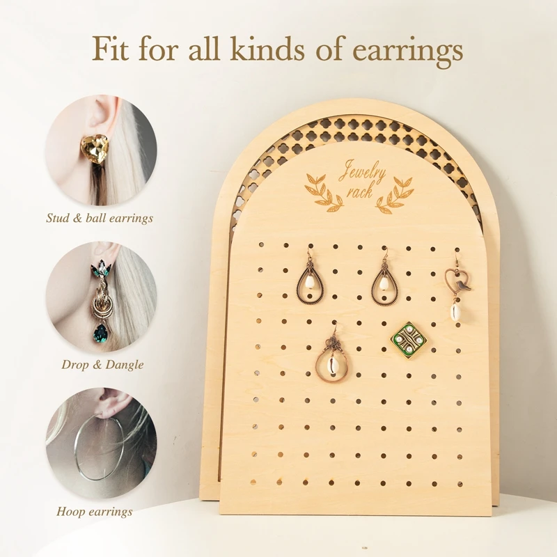 Wooden Jewelry Display Stand Tray Storage Racks Earrings Necklaces Rings Jewelry Box Desktop Organizer Holder Make Up Packaging
