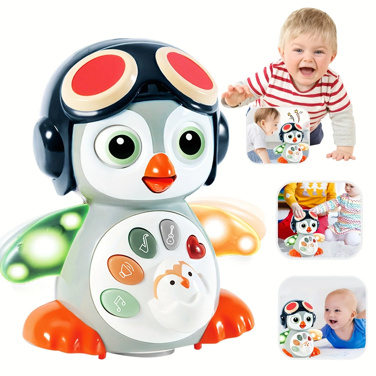 춤추고 움직이고 걷고 기어다니는 펭귄 장난감, 기어다니는 법 배우기 인터랙티..