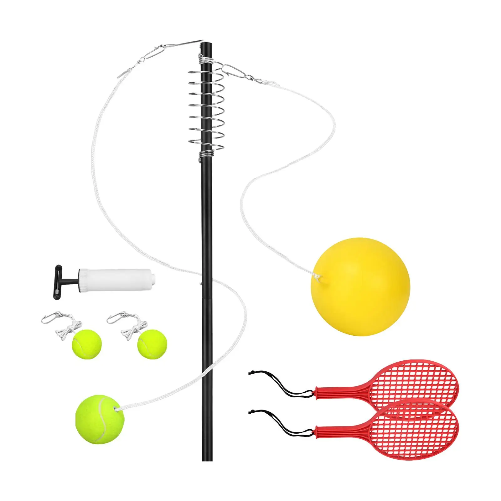 Tetherball Tennis Game Tennis Training Aid with Paddles with Pole Tether Ball Self Practice for Indoor Outdoor Outdoor Garden