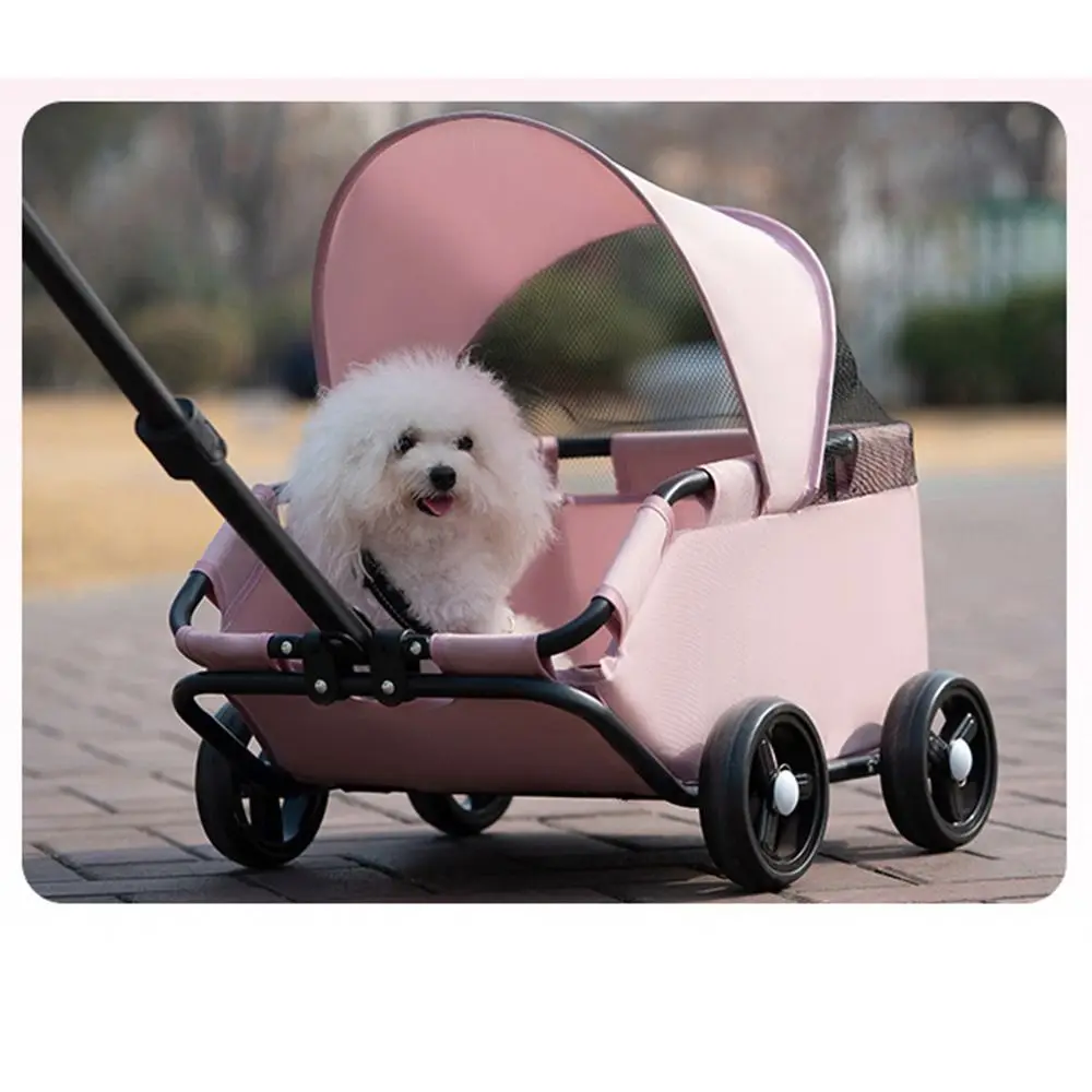 Poussette pour animaux de compagnie pliable à 4 roues respirante 360 ° Poignée rotative voyage chien landau poignée rétractable grande capacité chariot pour animaux de compagnie chats Sbd68ea236f4f47848b3bcb2ebea3b846L