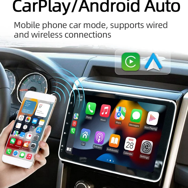 1Din Adjustable Rotatable Screen 2G+64G Car Multimedia Player 10.1Inch Android 13 Wireless Carplay Android Auto