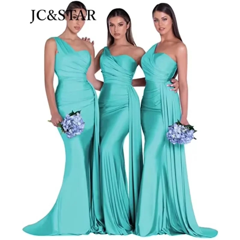Royal Blue Bridesmaid Dresses Women for Wedding Satin One Shoulder Sexy Mermaid Vestidos Para Bodas Mujer Invitada Chic