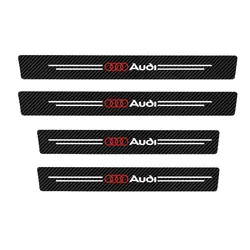 4Pcs Carbon Fiber Leather Car Door Sill Protector Stickers - Premium Auto Accessories (AUDI)