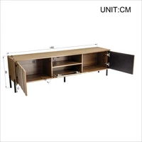 Комбинация журнального столика и подставки для телевизора из массива дерева с волнистым узором, решеткой из натурального дерева, мебель для хранения в гостиной — изображение 4