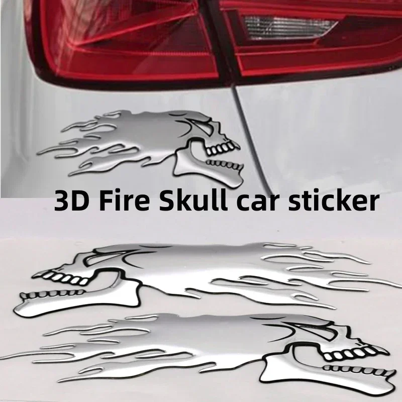 Vinilo Adhesivo De Calavera En Llamas: Para Coche, Motocicleta Y