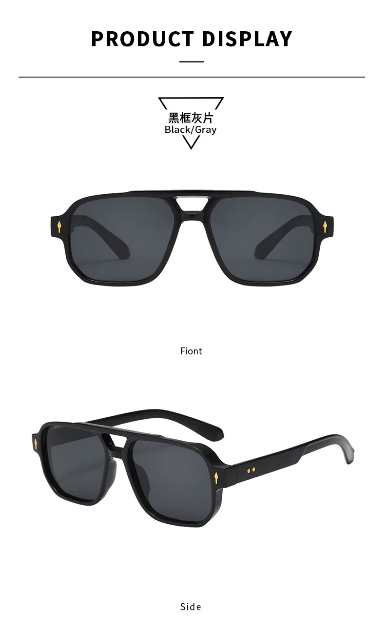 Neue Vintage Quadratische Sonnenbrille für Damen und Herren Marken-Rechteck-Sonnenbrille Ovale Brillen für Männer und Frauen – Detail 9