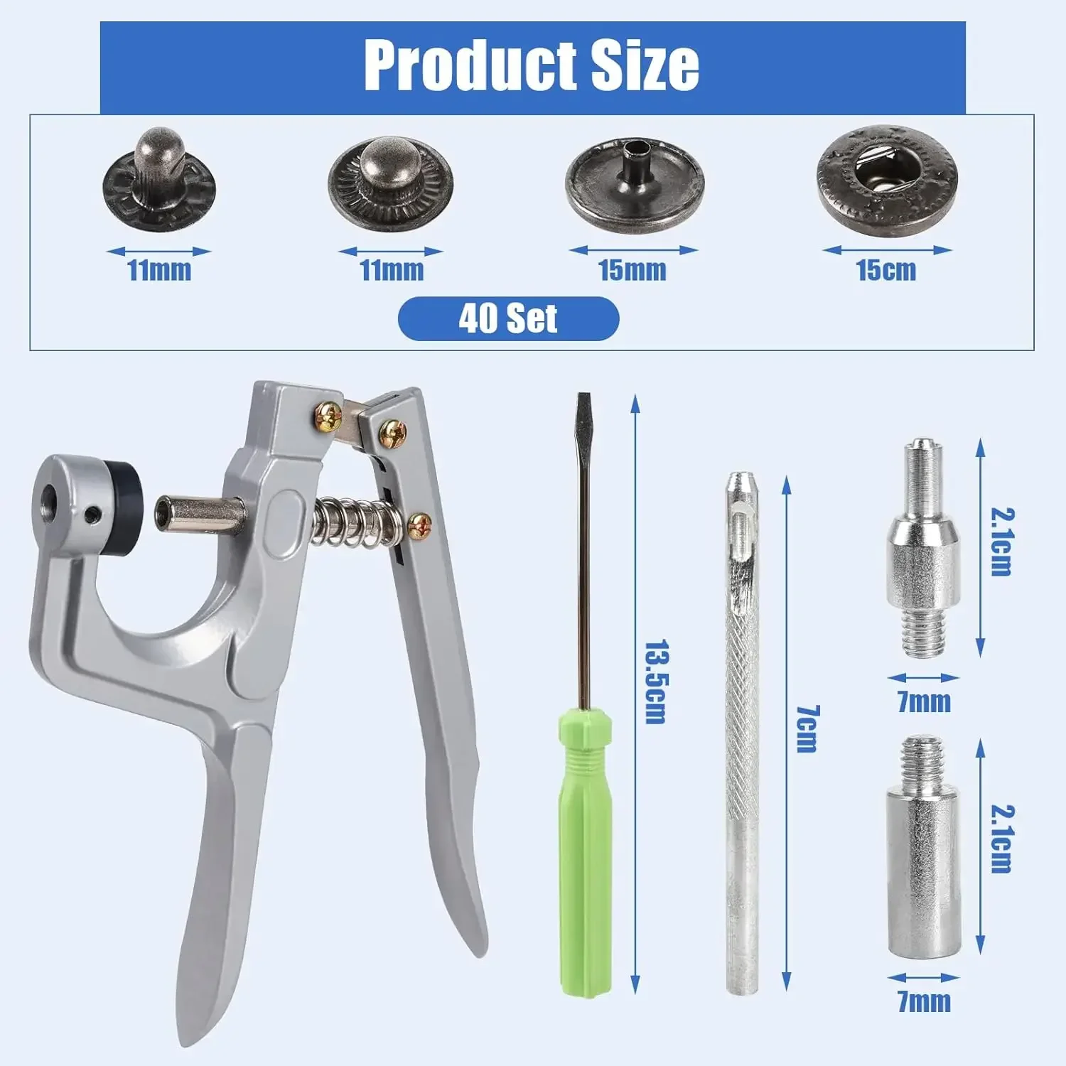 40 Set Metal Snap Button With Plier Tool Sewing Button Thickened Snap Fastener Kit DIY Craft for Installing Sewing Clothes 6
