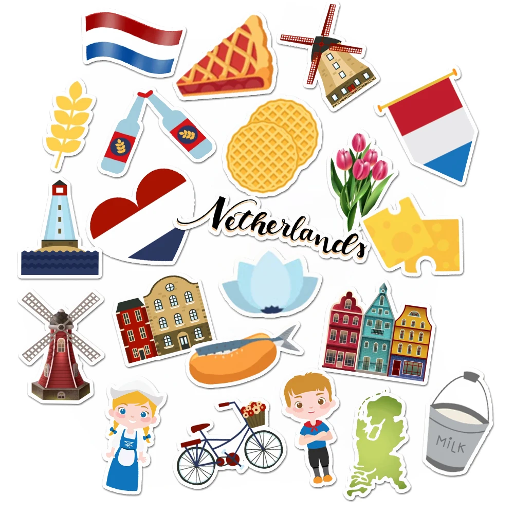 Set of 30 Netherlands Holland Sticker Pack European Travel Decal for Scrapbooking,  Journal, Planner and DIY Card Making 40pcs pack butterfly stickers diary sealing label sticker decal travel sticker diy scrapbooking diary planner albums decoration