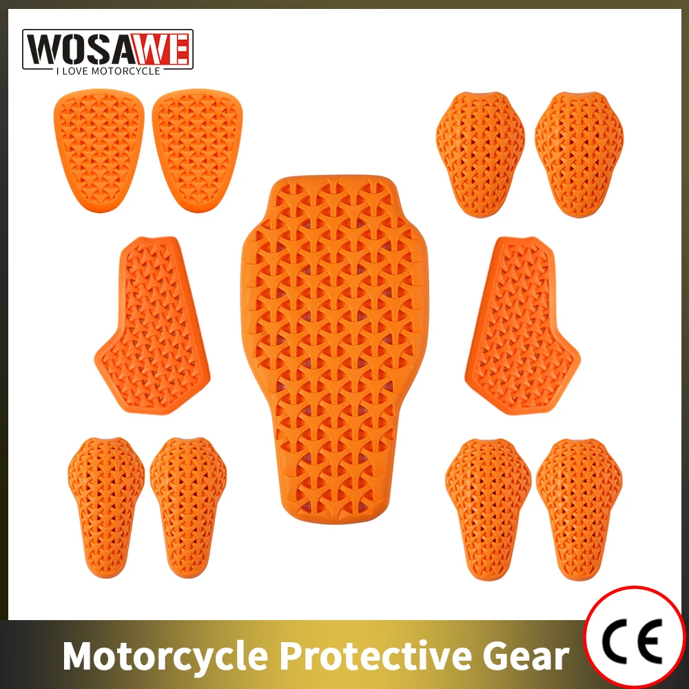 WOSAWE CE Certified Motorcycle Armor Jacket Insert Protector Universal Back Pads Chest Elbow Hip Knee Guard Moto Protective Gear motorcycle back protector motorcycle armor motorcycle body armor body protector motorcycle armor vest motorcycle armor pads motorcycle armor accessories