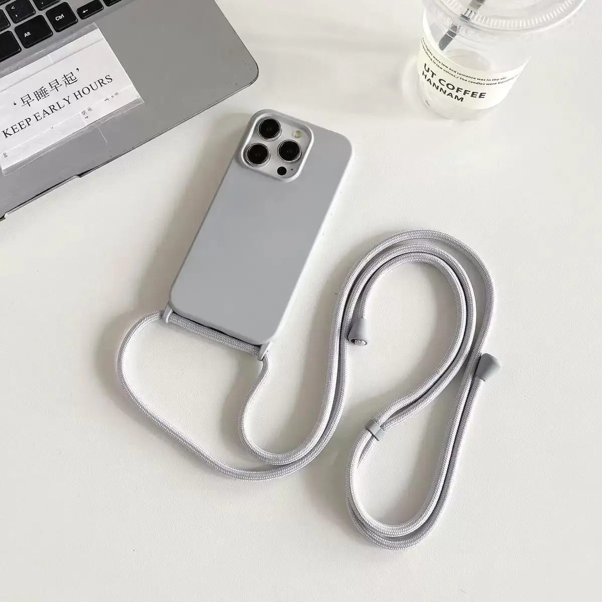 Universal Liquid Silicone Waterproof Crossbody Lanyard Case with Necklace Strap