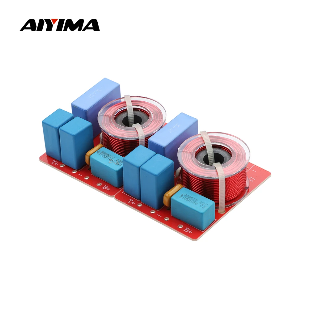AIYIMA 2Pcs 60W 2 Way Audio Speaker Frequency Divider Treble Bass Crossover Filter For Bookshelf Audio Speakers DIY audio speakers