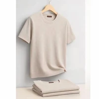 Nouveau T-shirt d'été pour homme à col rond, coupe européenne, couleur unie fluide, manches courtes, haut décontracté - PSD8000 1