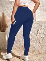 Women Plus Size  Black High-stretch Leggings Wear Nine-point Pants High-waisted Plus Fat Solid Color Small Feet Pants - Image 2