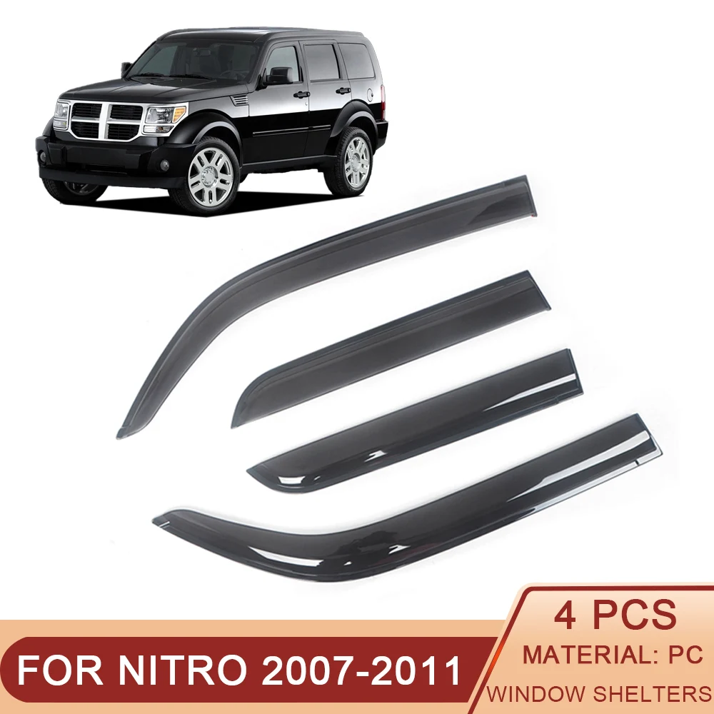 Per Dodge Nitro 2007-2011 Auto Side Window Deflettori Del Vento Visiere Black Rain Guard Door Visor Vent Shades Dark Smoke Ventvisor