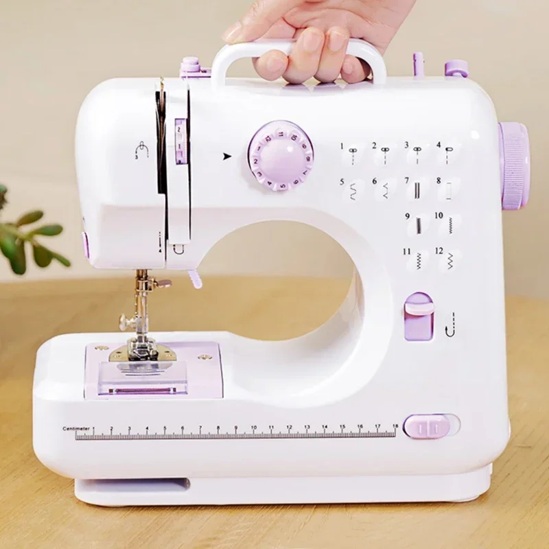 

Portable Sewing Machine Mini Electric Household Crafting Mending Overlock 12 Stitches with Presser Foot Pedal