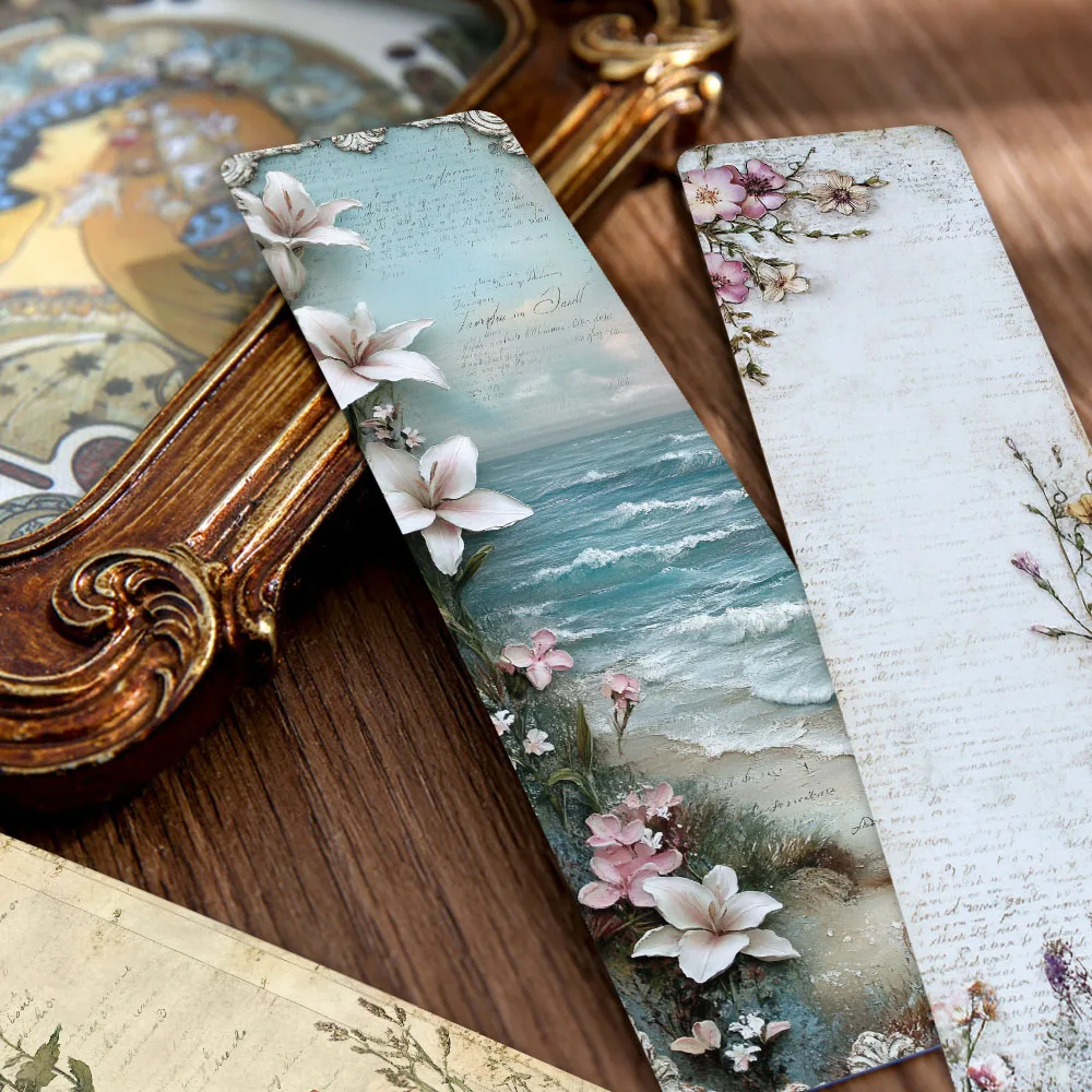 30pcs Stereoscopic Vintage Landscape Wallflower Bookmarks Students Message Index Paper Cards Handbook DIY Decorative Materials bookmarks stationery supplies paper bookmark