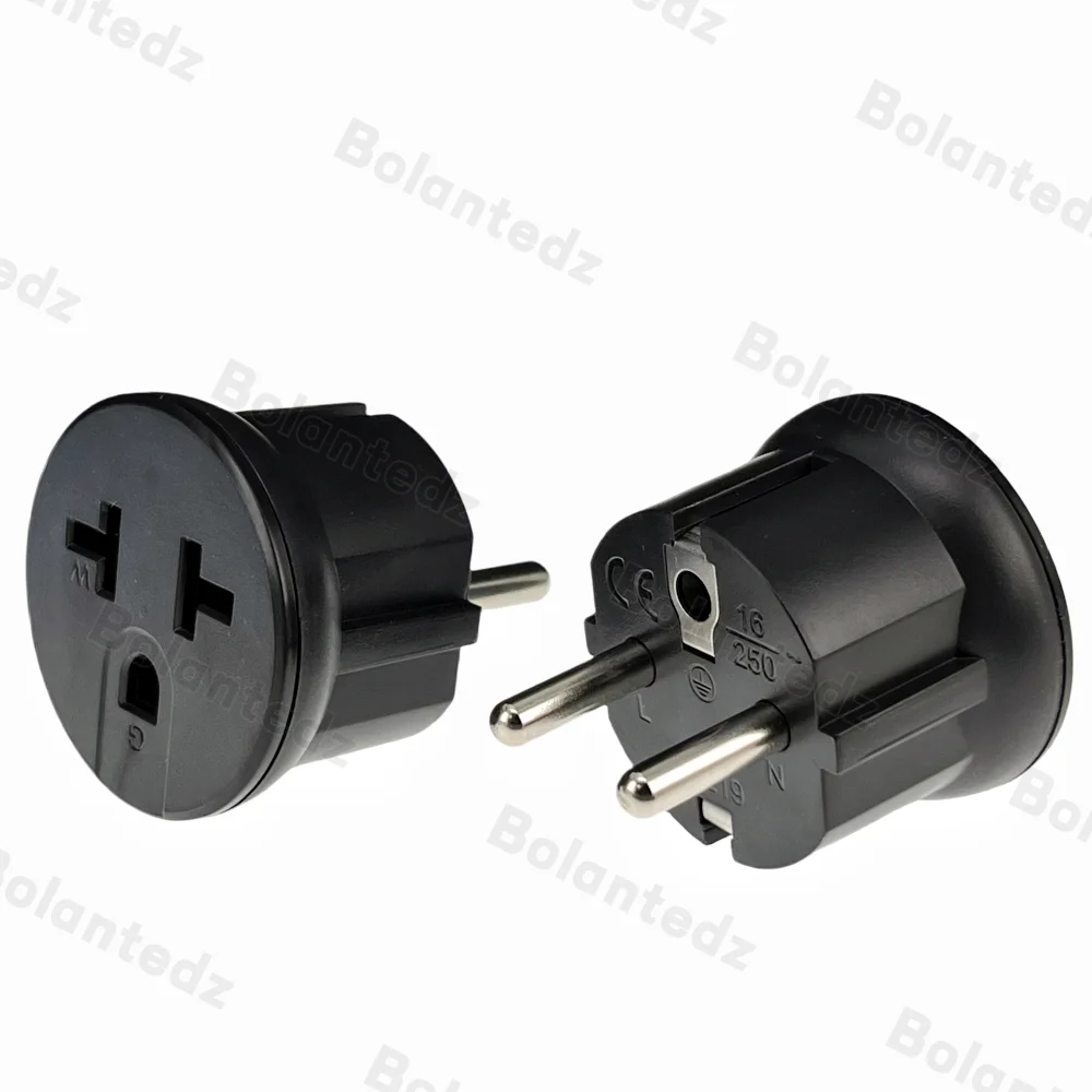 Bolantedz 16A250V Germany France Korea EU 4.8mm Plug to Nema 5-15R 6-15R 5-20R 6-20R Socket Outlet T Blade Female Adapter