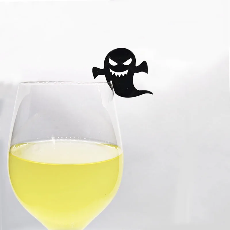 Halloween Decor black ghost Wine Glass Marker Juice Champagne Cup Goblet Label Mug Drink Tag Bar Halloween Party Tools