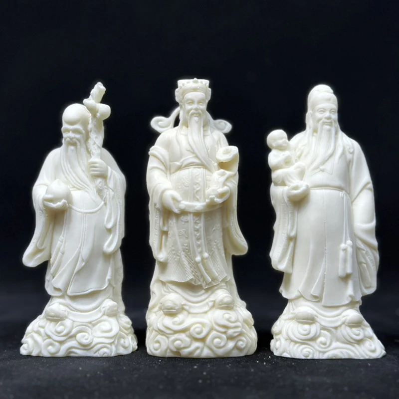 

White Fu Lu Shou Figure Sculpture Statue Resin Crafts Home living room, room, office fortune decoration statue