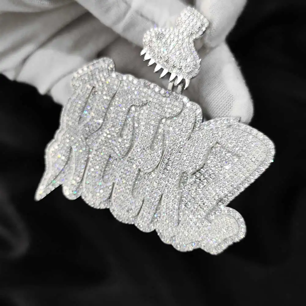 Personalize Custom Hip Hop Pendant 925 Sterling Silver Moissanite Vvs Diamond Letter Pendant Mossanite Letter custom pendant