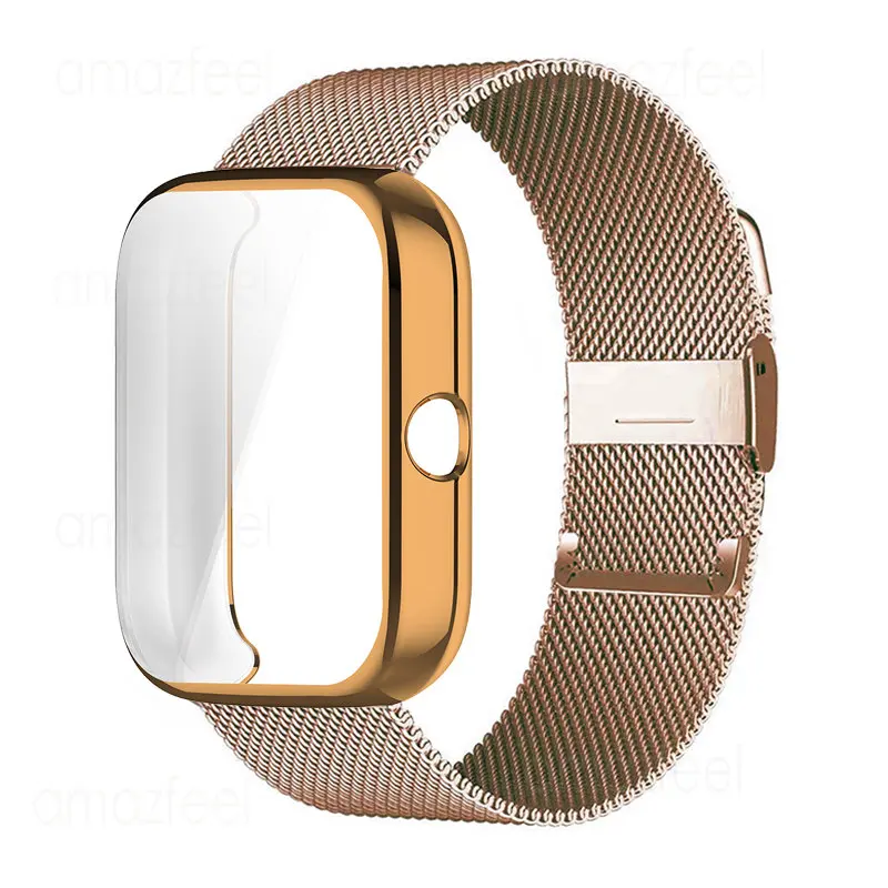 Cinturino In Rete Per Amazfit Bip 3 Pro Smart Watch Accessori Bracciali + Cover Protettiva Per Amazfit Bip 3 Custodia Protettiva Per Cinturino