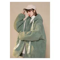 Plus Size 6XL 150kg Winter Fleece Fluffy Jacket Streetwear Harajuku Zipper Coat Women Autumn Solid Color Jackets