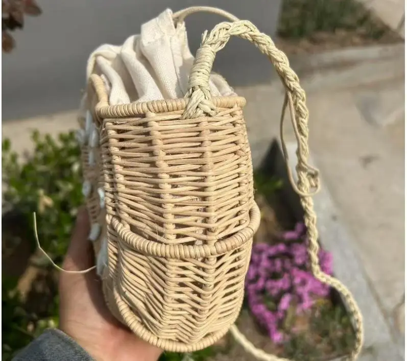 Summer Rattan Bag Fashion Women Round Straw Bags Female Handmade Woven Beach CrossBody Bag Ladies' Circle Bohemia Travel Bag